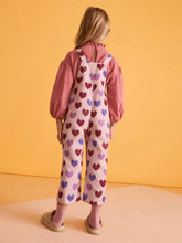 THE HAPPY LOOK Young Girl All-Over Love Pattern Wide Strap Pocket Casual Jumpsuit